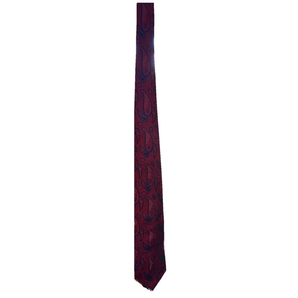 Christian Dior Men's Red Paisley Silk Neck Tie $158 Made In Italy